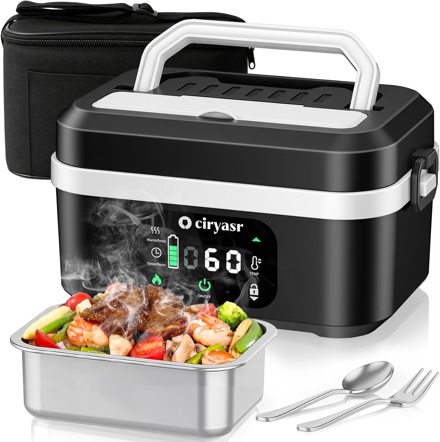 Food Storage Warmer - Mocny elektryczny podgrzewany lunch box, 1.35L,