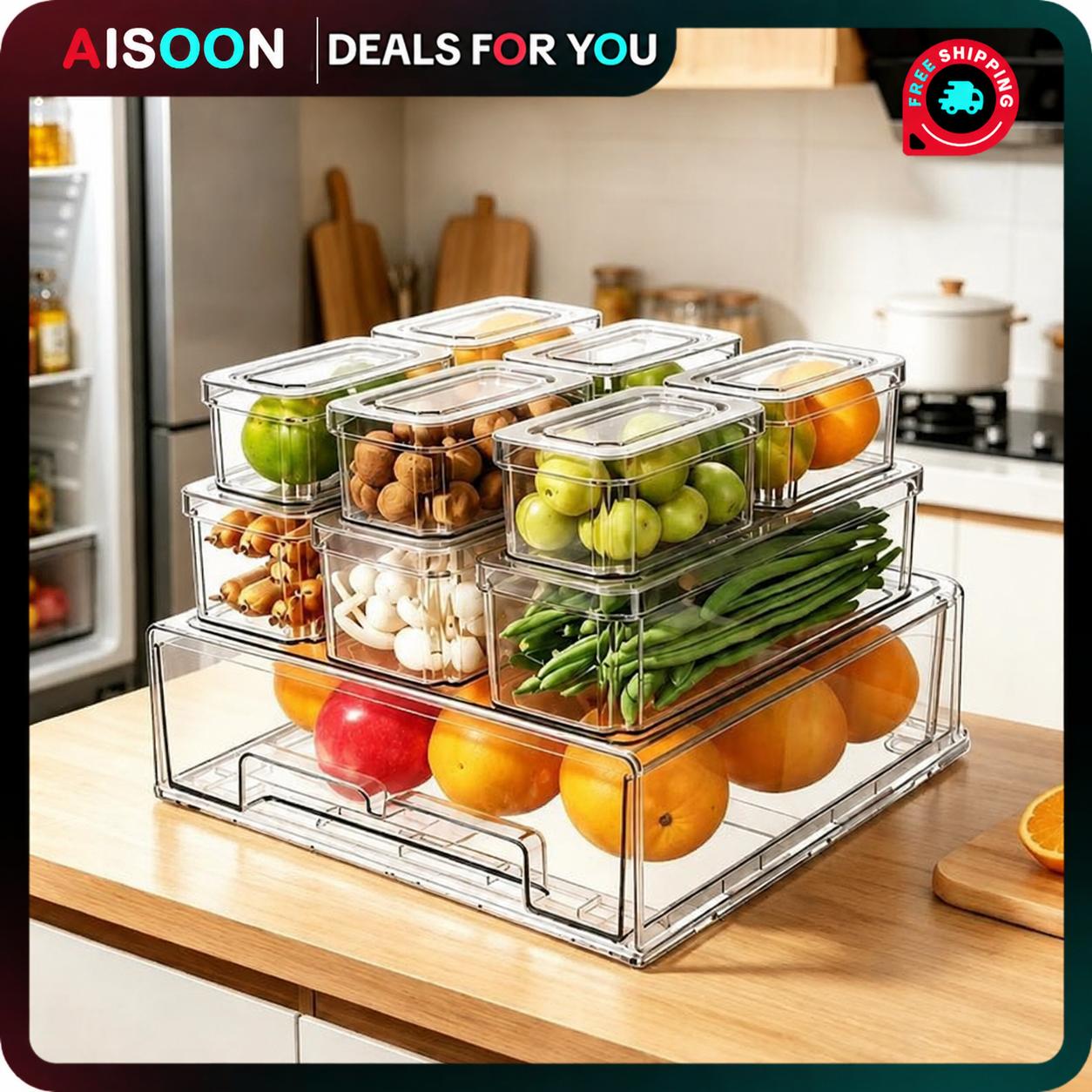 Stackable Pantry Bin - 10/14 szt. Pojemniki do lodówki z