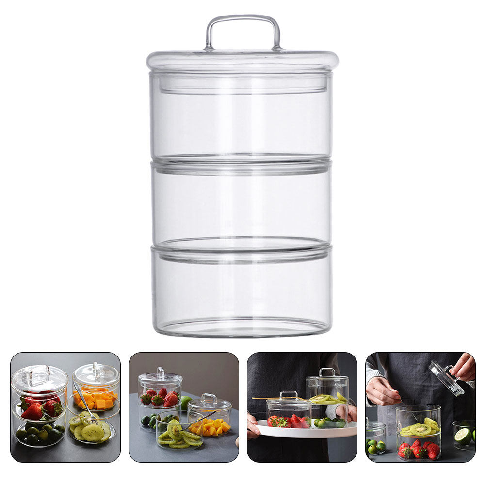 Food Storage And Container - 1 Zestaw Przezroczystych Szklanych Misek do