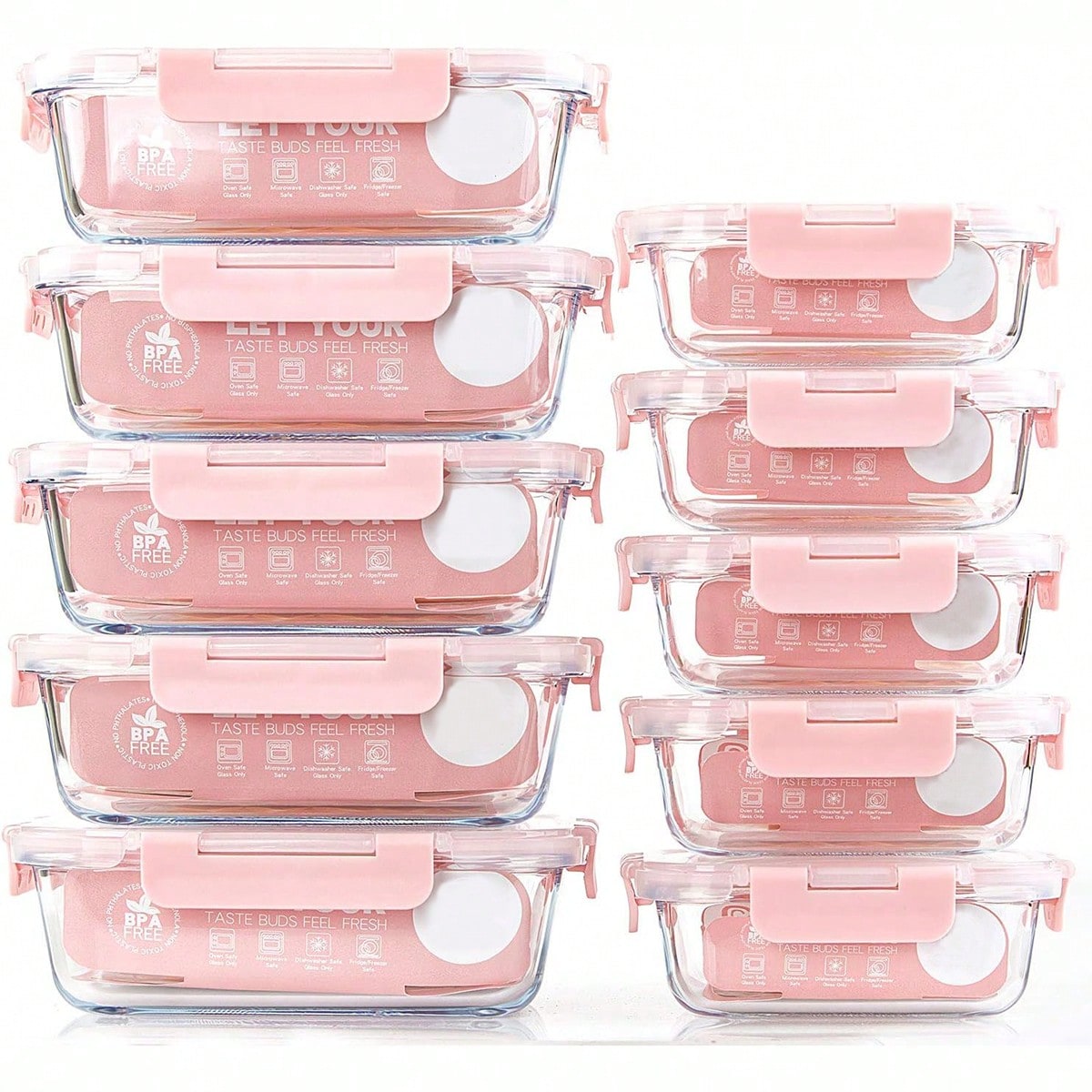 Glass Meal Prep Container - 10 sztuk szklanych pojemników do przygotowywania