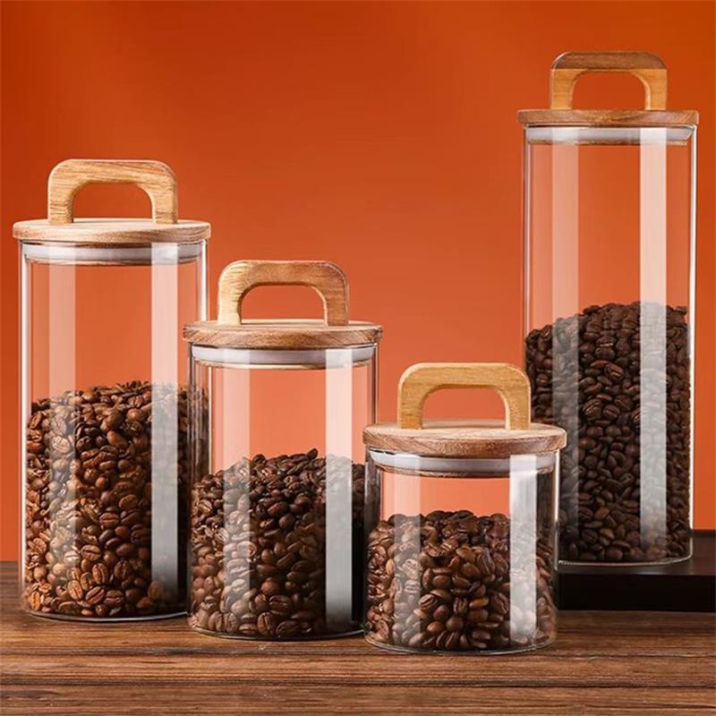 Glass Meal Prep Container - Przezroczysty szklany słoik z bambusową pokrywką