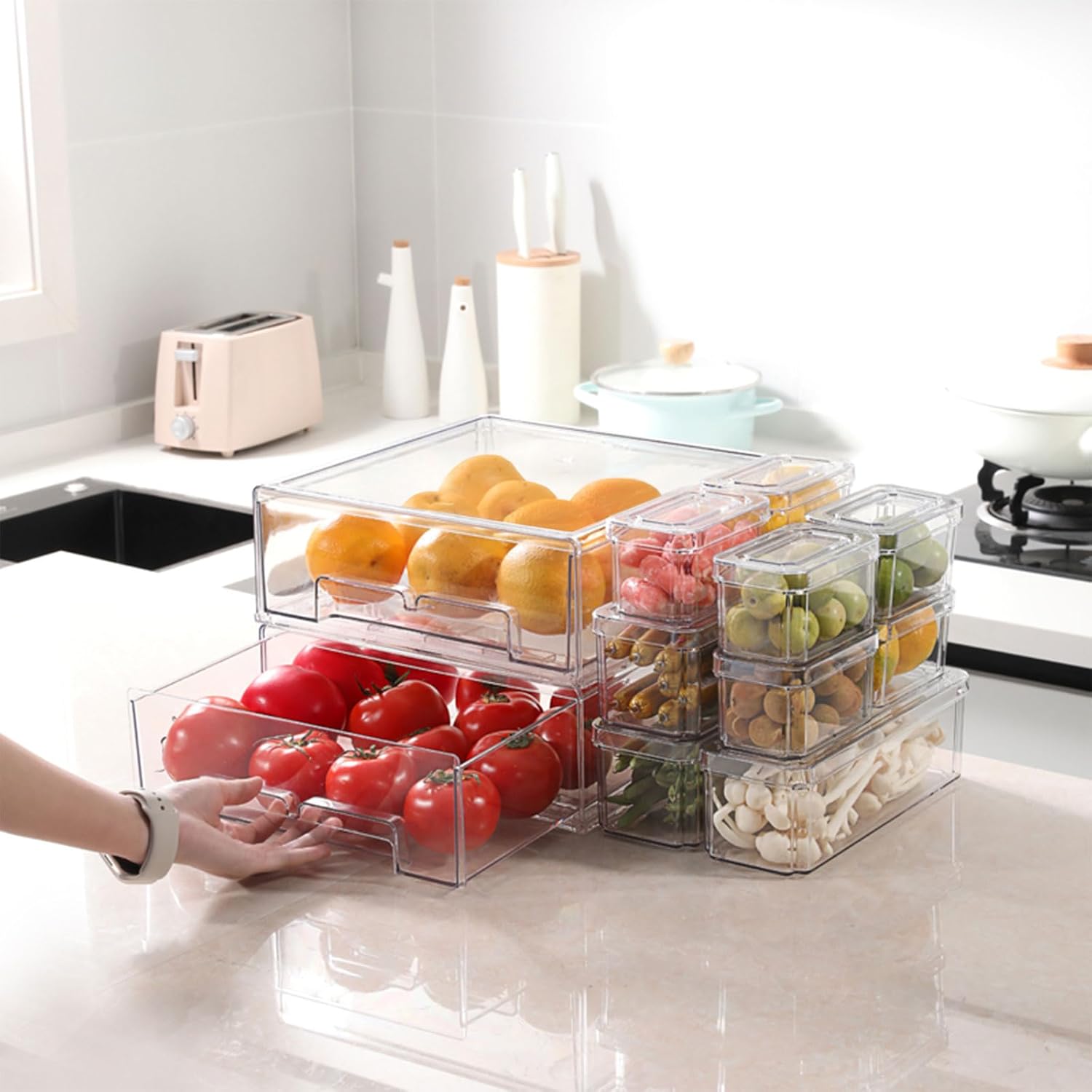 10/14 szt. Pojemniki do lodówk – Stackable Pantry Bin recenzja i cena