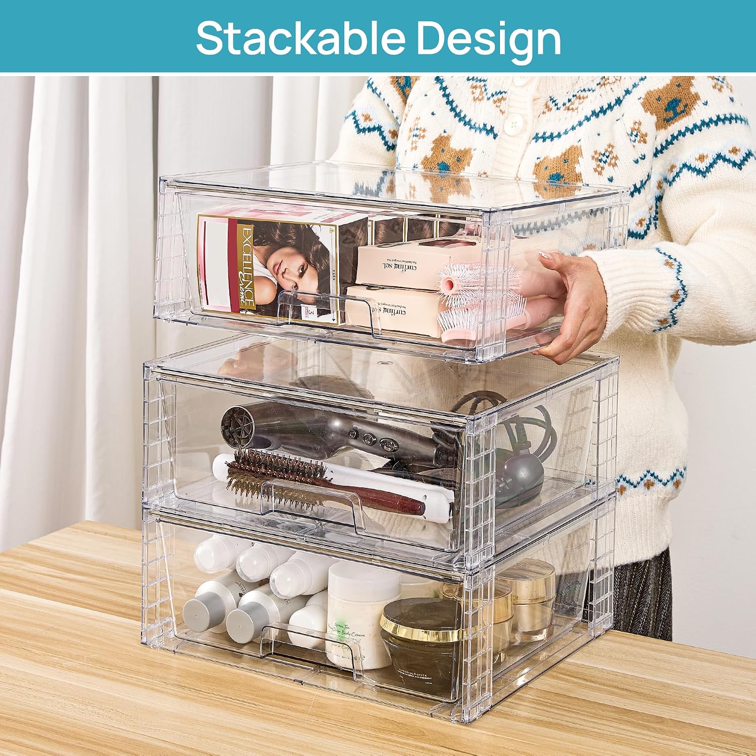4-pak dużych przezroczystych s – Stackable Pantry Bin recenzja i cena